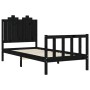 Bed frame with black solid wood headboard 90x190 cm by vidaXL, Beds and slatted bases - Ref: Foro24-3192265, Price: 139,22 €,...