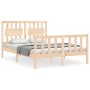 Bed frame with solid wood headboard 120x200 cm by vidaXL, Beds and slatted bases - Ref: Foro24-3192421, Price: 120,13 €, Disc...