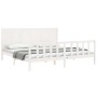 White solid wood bed frame with headboard 200x200 cm by vidaXL, Beds and slatted bases - Ref: Foro24-3192642, Price: 180,41 €...