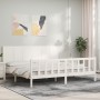 White solid wood bed frame with headboard 200x200 cm by vidaXL, Beds and slatted bases - Ref: Foro24-3192642, Price: 180,41 €...