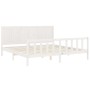 White solid wood bed frame with headboard 200x200 cm by vidaXL, Beds and slatted bases - Ref: Foro24-3192642, Price: 180,41 €...