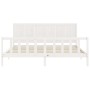 White solid wood bed frame with headboard 200x200 cm by vidaXL, Beds and slatted bases - Ref: Foro24-3192642, Price: 180,41 €...