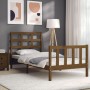 Honey brown solid wood bed frame with headboard 90x200cm by vidaXL, Beds and slatted bases - Ref: Foro24-3192089, Price: 116,...