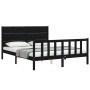 Estructura cama de matrimonio con cabecero madera maciza negro de vidaXL, Camas y somieres - Ref: Foro24-3192760, Precio: 206...