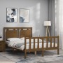 Double bed frame with honey brown wooden headboard by vidaXL, Beds and slatted bases - Ref: Foro24-3192139, Price: 146,42 €, ...