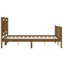 Double bed frame with honey brown wooden headboard by vidaXL, Beds and slatted bases - Ref: Foro24-3192139, Price: 146,42 €, ...