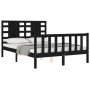 Bed frame with black solid wood headboard 120x200 cm by vidaXL, Beds and slatted bases - Ref: Foro24-3192815, Price: 174,76 €...