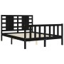 Bed frame with black solid wood headboard 120x200 cm by vidaXL, Beds and slatted bases - Ref: Foro24-3192815, Price: 174,76 €...