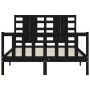 Bed frame with black solid wood headboard 120x200 cm by vidaXL, Beds and slatted bases - Ref: Foro24-3192815, Price: 174,76 €...