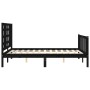 Bed frame with black solid wood headboard 120x200 cm by vidaXL, Beds and slatted bases - Ref: Foro24-3192815, Price: 174,76 €...