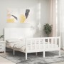 White solid wood bed frame with headboard 120x200 cm by vidaXL, Beds and slatted bases - Ref: Foro24-3192617, Price: 178,99 €...