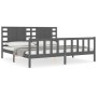 Estructura cama de matrimonio con cabecero madera maciza gris de vidaXL, Camas y somieres - Ref: Foro24-3192833, Precio: 202,...