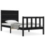 Single bed frame with black solid wood headboard by vidaXL, Beds and slatted bases - Ref: Foro24-3192715, Price: 138,81 €, Di...