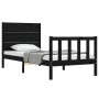 Estructura de cama individual con cabecero madera maciza negro de vidaXL, Camas y somieres - Ref: Foro24-3192715, Precio: 138...