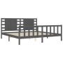 Double bed frame with gray solid wood headboard by vidaXL, Beds and slatted bases - Ref: Foro24-3192833, Price: 202,23 €, Dis...