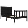 Estructura de cama individual con cabecero madera maciza negro de vidaXL, Camas y somieres - Ref: Foro24-3192715, Precio: 138...