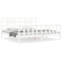 White solid wood bed frame with headboard 200x200 cm by vidaXL, Beds and slatted bases - Ref: Foro24-3192577, Price: 154,12 €...