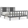 Gray solid wood bed frame with headboard 160x200 cm by vidaXL, Beds and slatted bases - Ref: Foro24-3192828, Price: 173,26 €,...