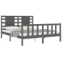 Estructura de cama con cabecero madera maciza gris 160x200 cm de vidaXL, Camas y somieres - Ref: Foro24-3192828, Precio: 173,...