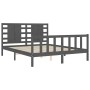 Gray solid wood bed frame with headboard 160x200 cm by vidaXL, Beds and slatted bases - Ref: Foro24-3192828, Price: 173,26 €,...