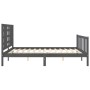 Gray solid wood bed frame with headboard 160x200 cm by vidaXL, Beds and slatted bases - Ref: Foro24-3192828, Price: 173,26 €,...