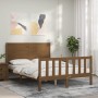 Honey brown solid wood bed frame and headboard 120x200 cm by vidaXL, Beds and slatted bases - Ref: Foro24-3192749, Price: 141...