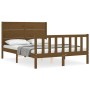 Honey brown solid wood bed frame and headboard 120x200 cm by vidaXL, Beds and slatted bases - Ref: Foro24-3192749, Price: 141...