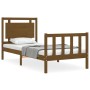 Honey brown solid wood bed frame with headboard 90x200cm by vidaXL, Beds and slatted bases - Ref: Foro24-3192154, Price: 131,...