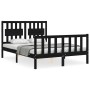 Bed frame with black solid wood headboard 140x190 cm by vidaXL, Beds and slatted bases - Ref: Foro24-3192410, Price: 176,27 €...