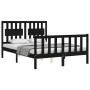 Bed frame with black solid wood headboard 140x190 cm by vidaXL, Beds and slatted bases - Ref: Foro24-3192410, Price: 175,76 €...