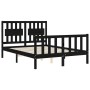 Bed frame with black solid wood headboard 140x190 cm by vidaXL, Beds and slatted bases - Ref: Foro24-3192410, Price: 176,27 €...