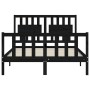 Bed frame with black solid wood headboard 140x190 cm by vidaXL, Beds and slatted bases - Ref: Foro24-3192410, Price: 176,27 €...