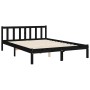 Bed frame with black solid wood headboard 140x190 cm by vidaXL, Beds and slatted bases - Ref: Foro24-3192410, Price: 176,27 €...