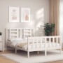 Double bed frame with white solid wood headboard by vidaXL, Beds and slatted bases - Ref: Foro24-3192857, Price: 150,83 €, Di...