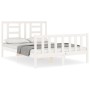 Double bed frame with white solid wood headboard by vidaXL, Beds and slatted bases - Ref: Foro24-3192857, Price: 150,83 €, Di...