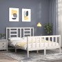 Double bed frame with white solid wood headboard by vidaXL, Beds and slatted bases - Ref: Foro24-3192857, Price: 150,83 €, Di...