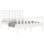 Double bed frame with white solid wood headboard by vidaXL, Beds and slatted bases - Ref: Foro24-3192857, Price: 150,83 €, Di...