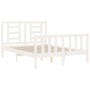 Double bed frame with white solid wood headboard by vidaXL, Beds and slatted bases - Ref: Foro24-3192857, Price: 150,83 €, Di...