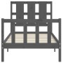 Gray solid wood bed frame with headboard 100x200 cm by vidaXL, Beds and slatted bases - Ref: Foro24-3192223, Price: 121,99 €,...