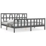 Estructura cama de matrimonio con cabecero madera maciza gris de vidaXL, Camas y somieres - Ref: Foro24-3192508, Precio: 164,...