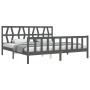 Estructura cama de matrimonio con cabecero madera maciza gris de vidaXL, Camas y somieres - Ref: Foro24-3192508, Precio: 164,...