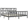 Estructura cama de matrimonio con cabecero madera maciza gris de vidaXL, Camas y somieres - Ref: Foro24-3192508, Precio: 164,...