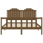 Double bed frame with honey brown wooden headboard by vidaXL, Beds and slatted bases - Ref: Foro24-3192304, Price: 176,02 €, ...