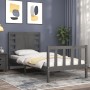 Gray solid wood bed frame with headboard by vidaXL, Beds and slatted bases - Ref: Foro24-3192783, Price: 105,99 €, Discount: %