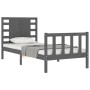 Estructura de cama con cabecero madera maciza gris de vidaXL, Camas y somieres - Ref: Foro24-3192783, Precio: 105,99 €, Descu...