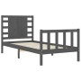 Estructura de cama con cabecero madera maciza gris de vidaXL, Camas y somieres - Ref: Foro24-3192783, Precio: 105,99 €, Descu...