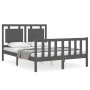 Double bed frame with gray solid wood headboard by vidaXL, Beds and slatted bases - Ref: Foro24-3192138, Price: 166,60 €, Dis...