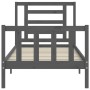 Estructura de cama con cabecero madera maciza gris de vidaXL, Camas y somieres - Ref: Foro24-3192848, Precio: 97,16 €, Descue...