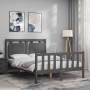 Estructura de cama matrimonio con cabecero madera maciza gris de vidaXL, Camas y somieres - Ref: Foro24-3192138, Precio: 166,...