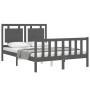 Double bed frame with gray solid wood headboard by vidaXL, Beds and slatted bases - Ref: Foro24-3192138, Price: 166,60 €, Dis...